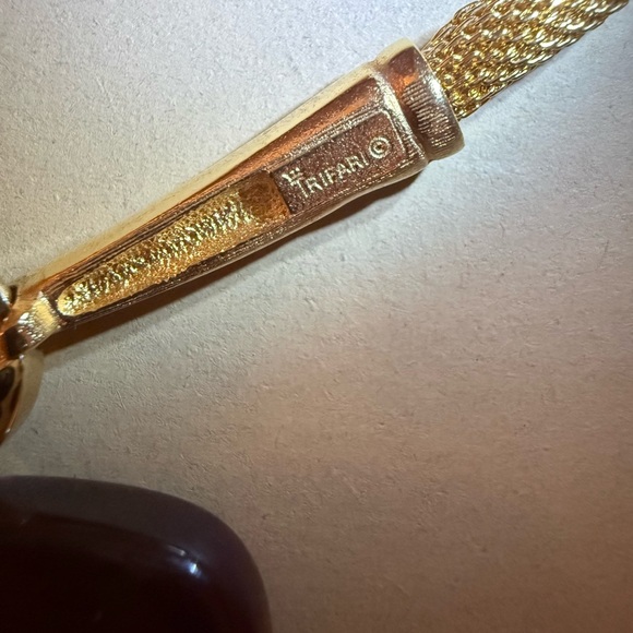 Trifari Gold Necklace with Red Pendant - Picture 6 of 9